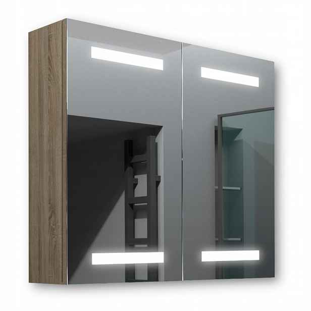 Dřevěná skříňka 80x70 Led zrcadlo Ares Sonoma
