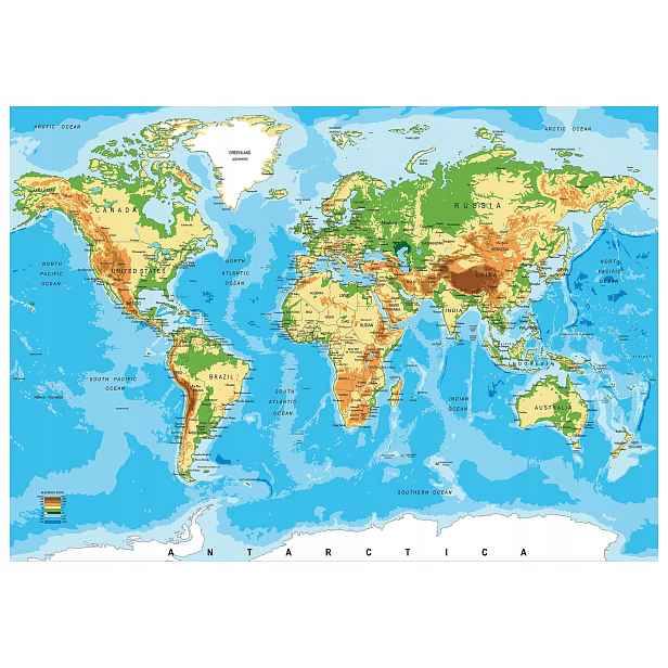 Fototapeta Mapa světa Kontinenty a oceány dekorace 208x146 lepidlo