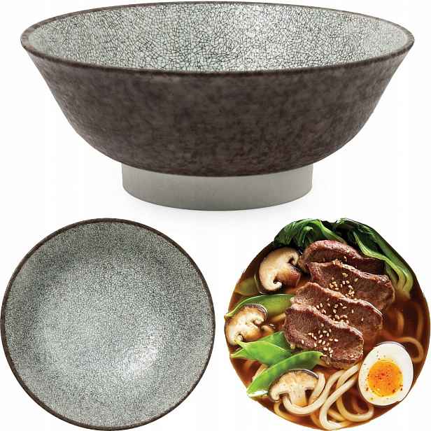 Keramická miska Hnědobílá Miska na polévku Ramen Koishi 22 cm Edo Japan