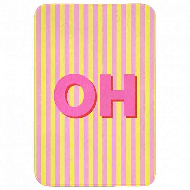 OnlyWow KOUPELNOVÁ PŘEDLOŽKA Text - Pruhy - Růžová 60x90 cm