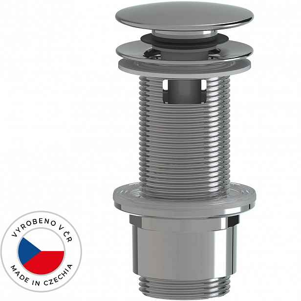 Umyvadlová výpusť - 5/4“ click-clack s přepadem - plast - 67/82mm - chrom