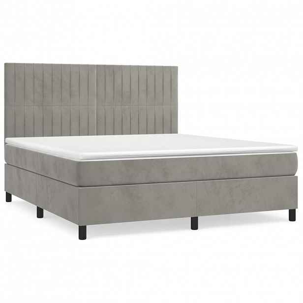 vidaXL Box spring postel s matrací světle šedá 160x200 cm samet