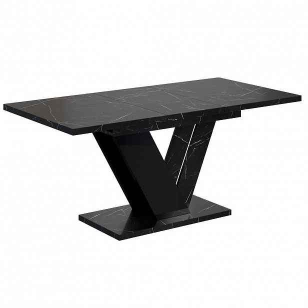 ALTDECOR VÝSUVNÝ jídelní stůl 120–160 × 80 × 75 cm – Royal Marble / Black Gloss – CLASI