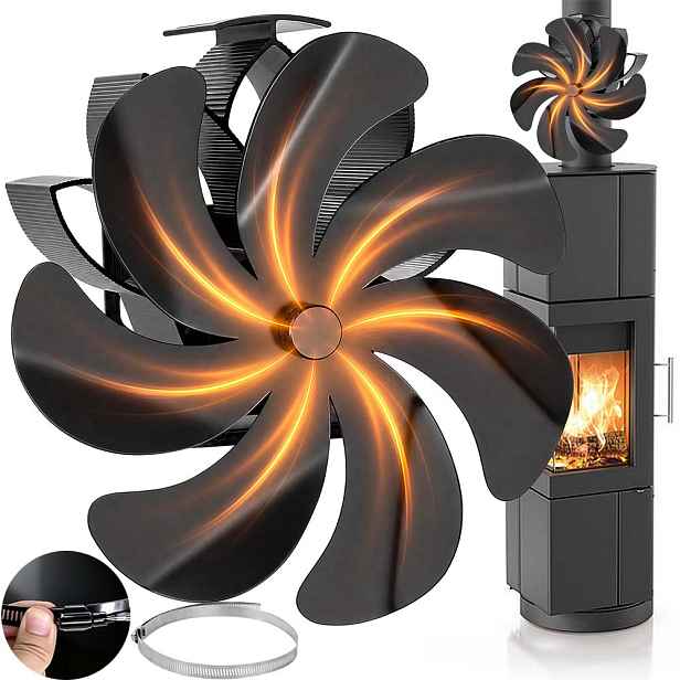 Krbový Ventilátor Krbový Ohřívač Napájený Teplem 7-LOPATKOVÝ Větráček