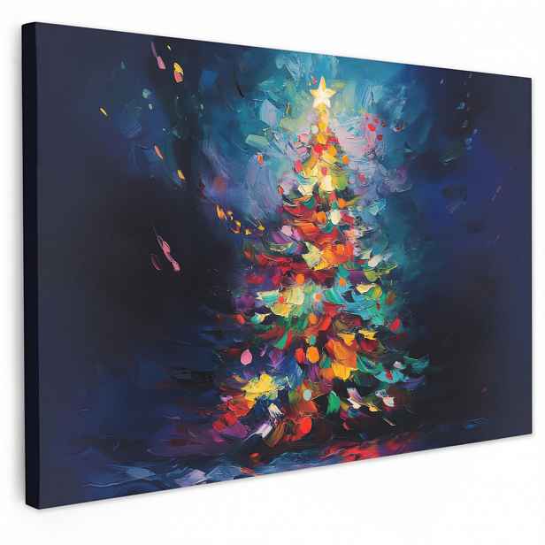 MuchoWow OBRAZ NA PLÁTNĚ Vánoční stromek - Vánoce - Abstraktní - Barevné 60x40 cm