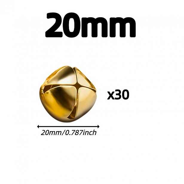 TEMU 30 ks 15/20 mm zlaté křížové zvonečky - ideální pro dekoraci vánočního stromku, domácí a domácí mazlíčkové dekorace a párty potřeby
