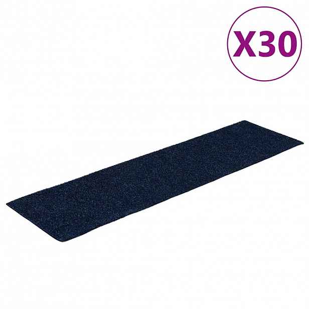 vidaXL Schodové rohože samolepicí 30 ks 76 x 20 cm tmavě modré obdélníkové