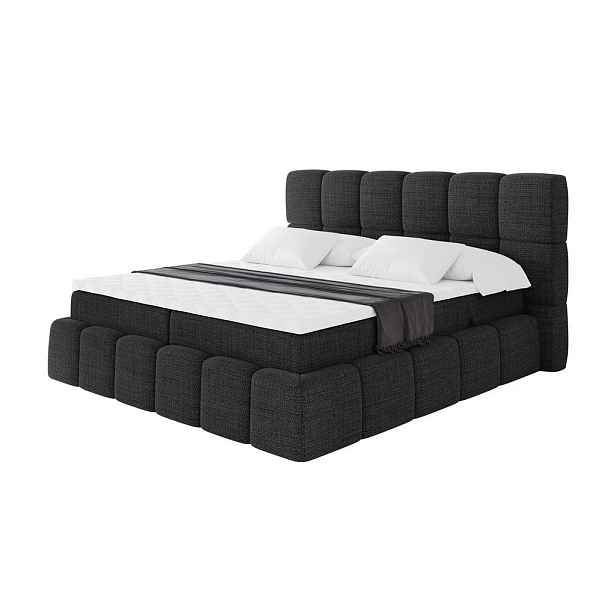 ALTDECOR KONTINENTÁLNÍ POSTEL s matrací H3 - AURI - 200x200 cm Černá