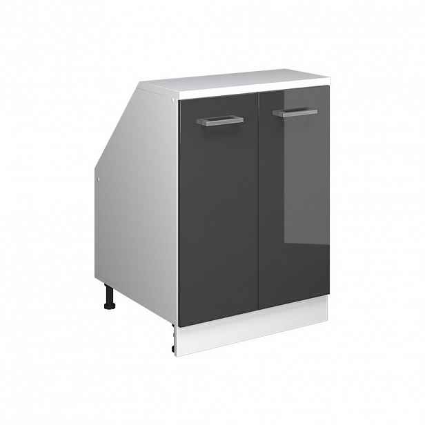 Vicco ŠIKMÁ SKŘÍŇ Rion Antracitový vysoký lesk 60 x 81.6 cm se 2 dveřmi, korpus skříně hloubka 60 cm
