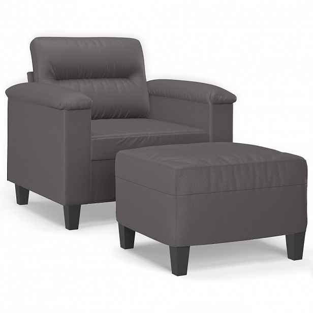 vidaXL Křeslo s podnožkou šedé 60 cm umělá kůže