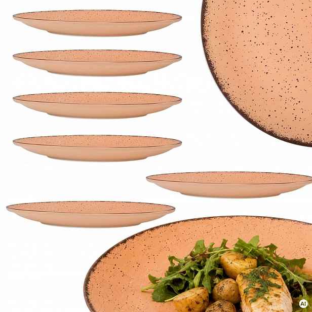 Jídelní Talíř mělký 27 cm Komplet 6 kusů Porcelán velký na hlavní jídla