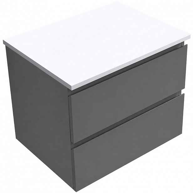 Koupelnová skříňka Carole - antracitová + deska z lit. mramoru Elanys - 12 mm - bílá matná - 60x49,2x46 cm