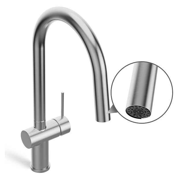 Kuchyňská Baterie Inox 430 MM Kartáčovaná S Vytahovací Sprškou 360°