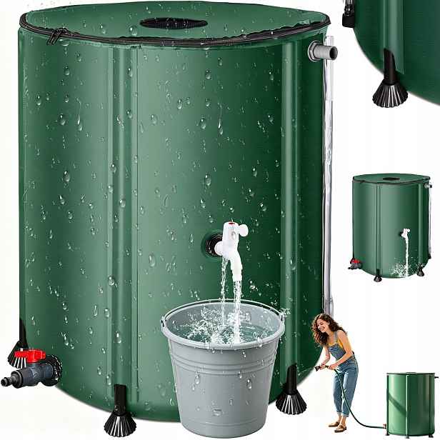 Nádrž Na Dešťovou Vodu 200 L, Sud Na Vodu Z Okapu, Skládací, Velký Pvc 500D