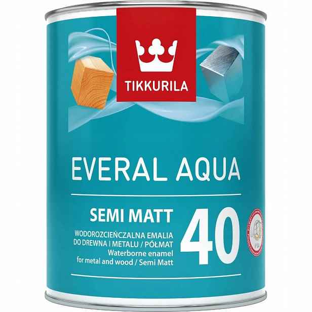 Tikkurila Everal Aqua 40 na dřevo/kov 0,9L polomatná Černá, Tmavé Barvy