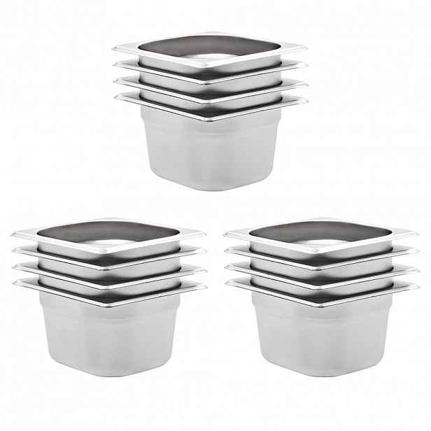 vidaXL Gastronádoby 12 ks GN 1/6 100 mm nerezová ocel