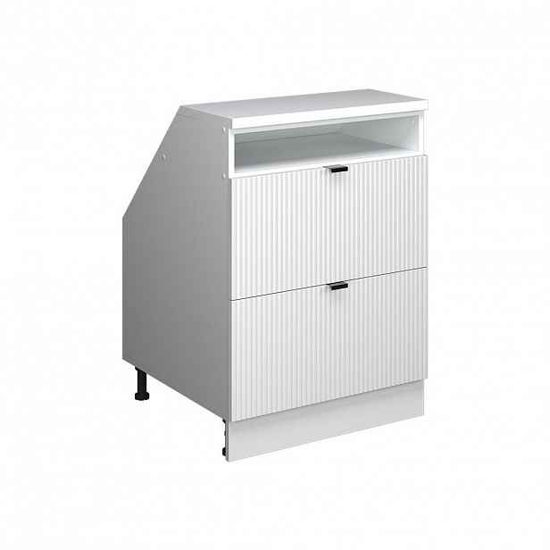 Vicco ŠIKMÁ SKŘÍŇ Rion Bílé zvlnění 60 x 81.6 cm se 2 zásuvkami, korpus skříně hloubka 60 cm