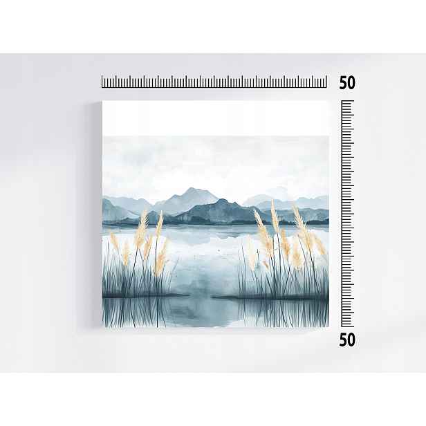 Obraz Na Plátně Canvas Krajina Venkovní Krajina Hory Jezero Třtina 50x50