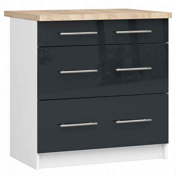 RAUMHIRSCH FURNITURE SPODNÍ SKŘÍŇ Bílá, grafit lesklý 85/80/46