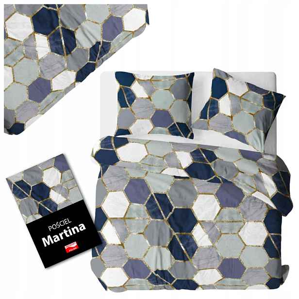 Sada Povlečení 160x200 Přírodní Bavlna Geometrický zip