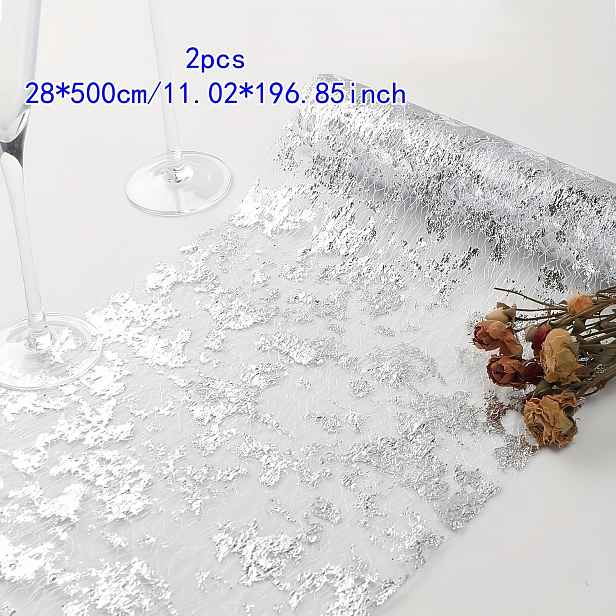 TEMU Sada 2 tenkých broušených zlatých běhounů na stůl s rozměry 28*275/500 cm, vhodné pro svatby, Valentýna, akce, narozeninové oslavy a dekorace