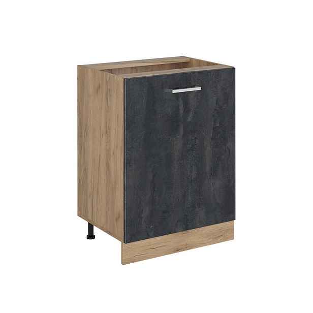 Vicco SPODNÍ SKŘÍŇKA KUCHYŇSKÉ LINKY R-Line, Černý beton/Zlatý mocný dub, 60 cm s 1 dveřmi bez pracovní desky