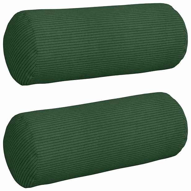 vidaXL Polštáře 2 pcs Tmavě zelená Ø 15 x 40 cm Žebrovaná látka