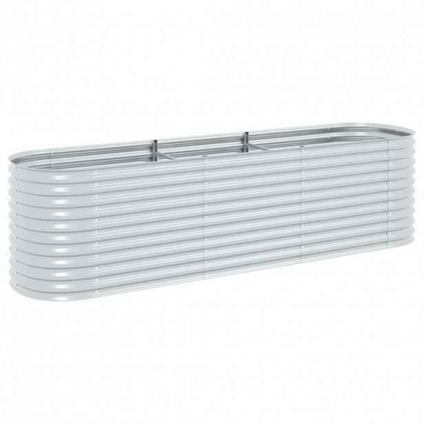 vidaXL Vyvýšený záhon 320 x 80 x 81 cm pozinkovaná ocel stříbrný