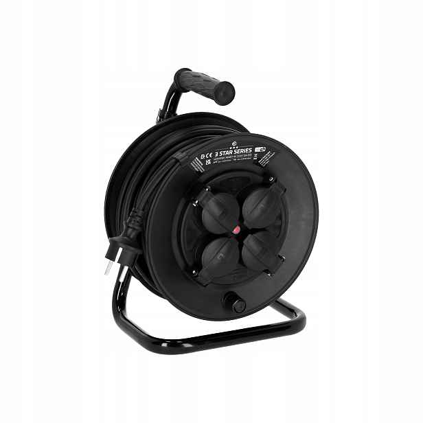 Adam Hall 3 Star CD 25 Pwr Buben napájecího kabelu 4x230v Schuko IP44, 25 m