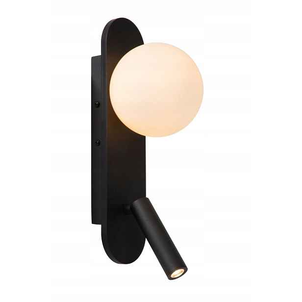 Nástěnná lampa na čtení Lucide Kelly černá Led G9 8.5W skleněná koule