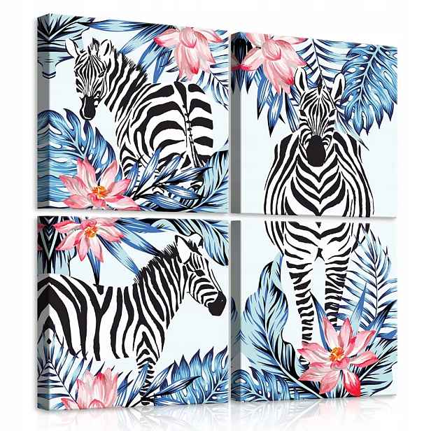 Obraz Na Plátně Plátno 50x50 Zebra Listy Květy