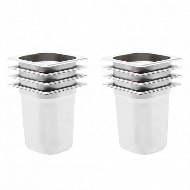 vidaXL Gastronádoby 8 ks GN 1/6 200 mm nerezová ocel