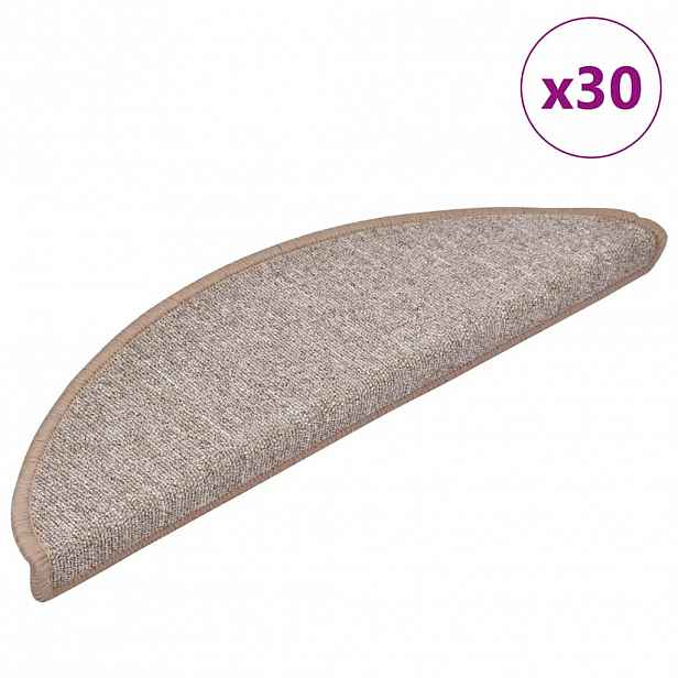 vidaXL Samolepicí schodové rohože 30 ks 56 x 17 x 3 cm Světle hnědá