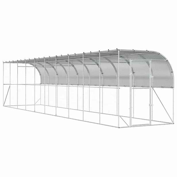 vidaXL Kurník proti zdi Stříbrná 600 x 150 x 215 cm Pozinkovaná ocel