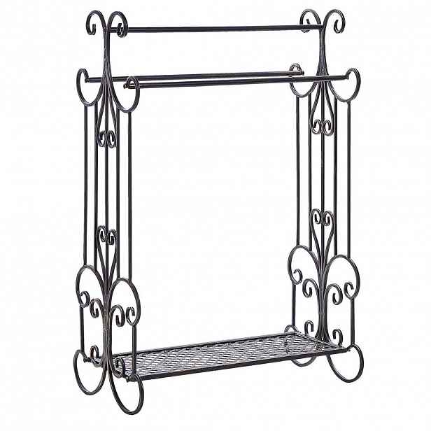Beliani STOJAN NA RUČNÍKY Antik Look černý 60 x 90 cm Gladis