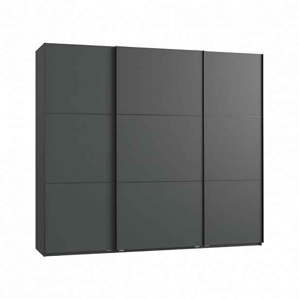 luma-home SKŘÍŇ S POSUVNÝMI DVEŘMI, 3dveřová, šířka 250 cm, výška 216 cm, hloubka 65 cm, v antracitové barvě, včetně kompletního vybavení / 22012