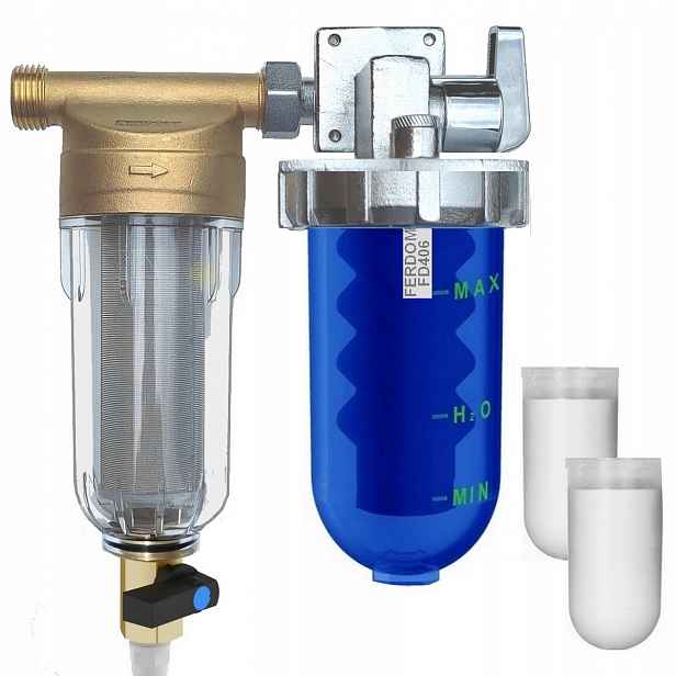 Set Dávkovač změkčovače vody a předfiltru pro vodní instalace Ferdom