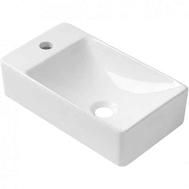 Umývátko keramické  Sima - závěsné levé - bílá lesklá - 37,2x21,2 cm
