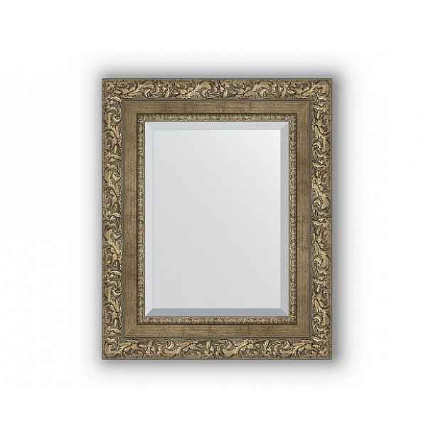 Zrcadlo s fazetou v rámu, ornament antická mosaz BY 3359 45x55 cm