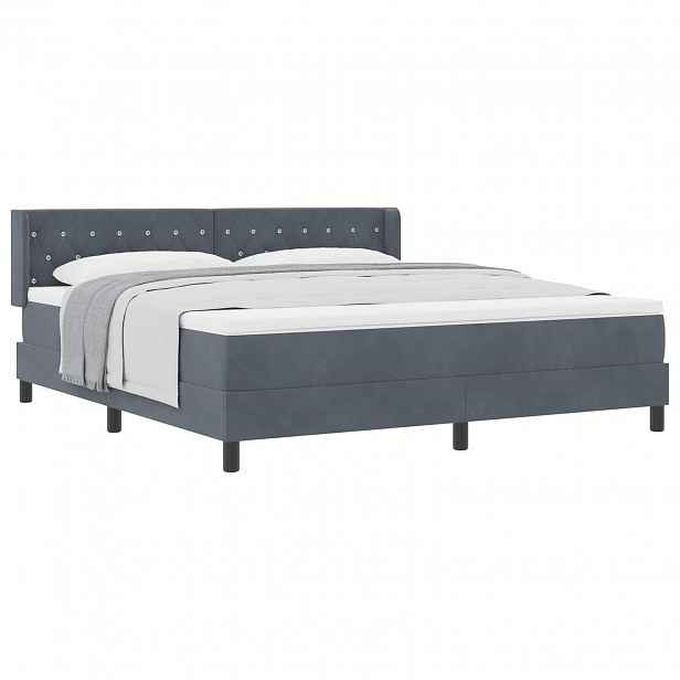 vidaXL Postel s boxspringem s čelo Tmavě šedá 200 x 180 cm samet