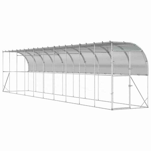 vidaXL Kurník proti zdi Stříbrná 600 x 150 x 215 cm Pozinkovaná ocel