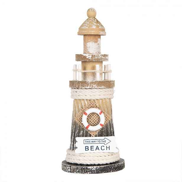 Dřevěná dekorace maják Lighthouse Nautic - Ø 8*19 cm Clayre & Eef