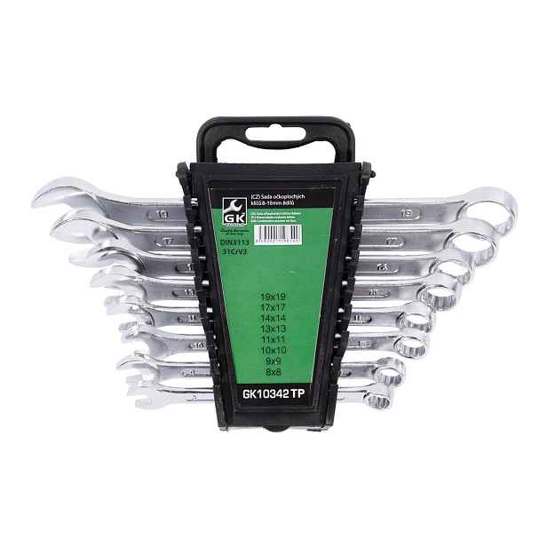 GK TOOLS Sada očkoplochých klíčů, chrom 8 dílů | 6-22 mm, plastový držák