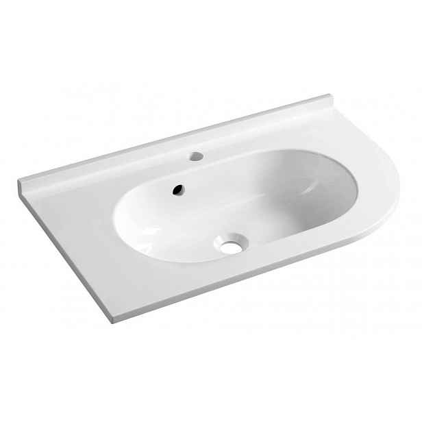 Sapho Pulse - Umyvadlo rohové 75x45 cm, s přepadem, otvor pro baterii, levé, bílá BM752