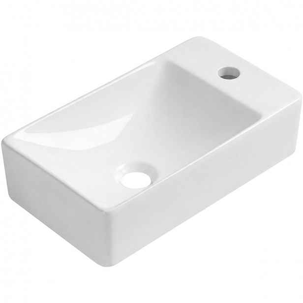 Umývátko keramické  Sima - závěsné pravé - bílá lesklá - 37,2x21,2 cm