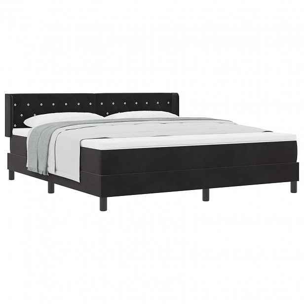 vidaXL Postel s boxspringem s čelo Černý 200 x 180 cm samet
