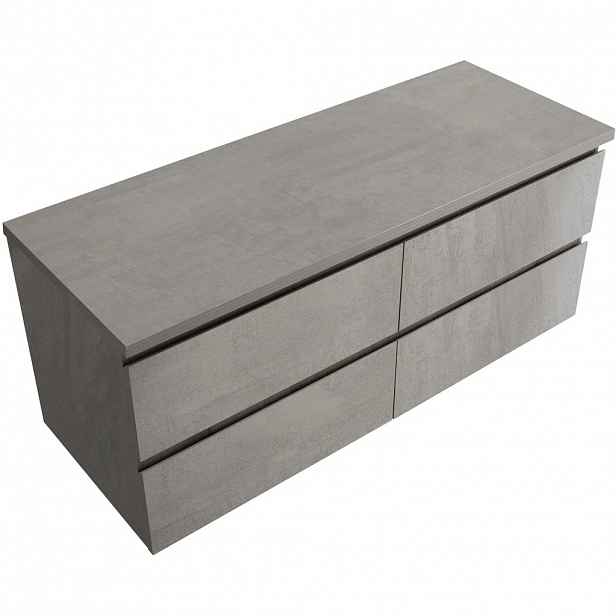 Koupelnová skříňka Carole - betonově šedá + deska pod umyvadlo Navira Pro - 36 mm - 120x51,6x46 cm