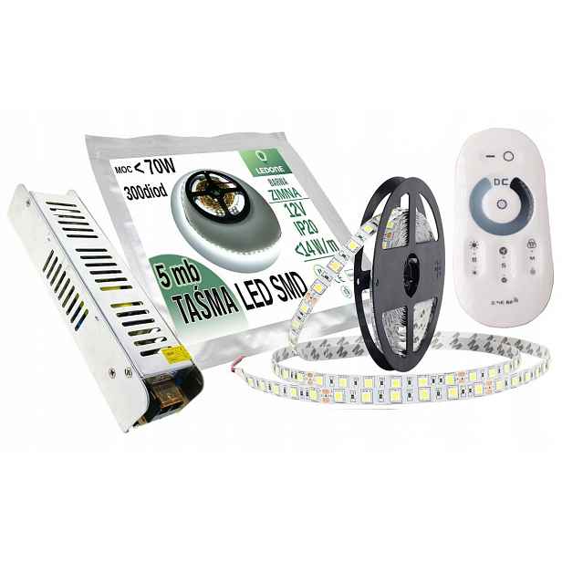 Set 5 m Led páska 5050 Bílá Studená P. Dotyková