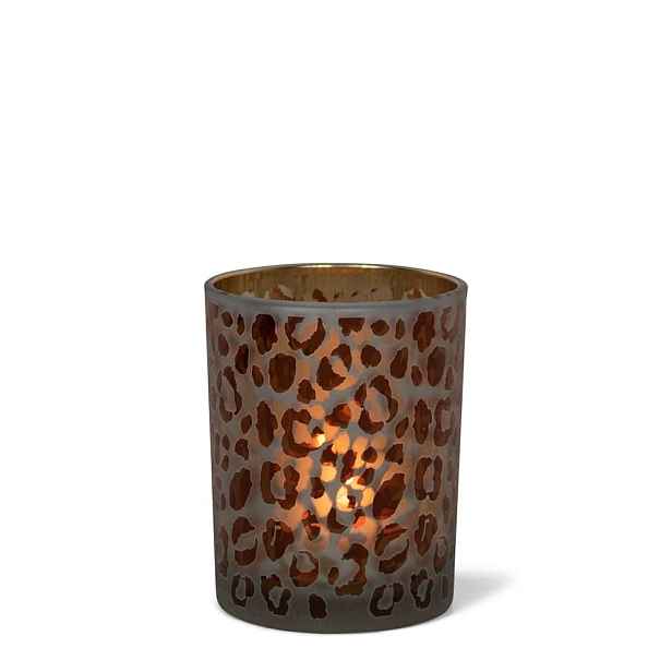 Skleněný svícen s motivem Leoparda S - 7*7*8cm Mars & More