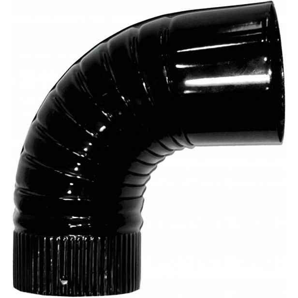 Zahnutá trubka pece/rohový prvek, glazurovaná, černá, 120 mm, 90°